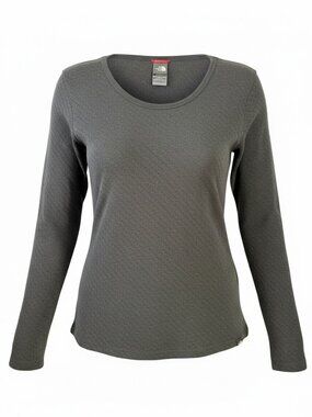 THE NORTH FACE Grey Textured Knit Long Sleeve Lightweight Sweater Top size L